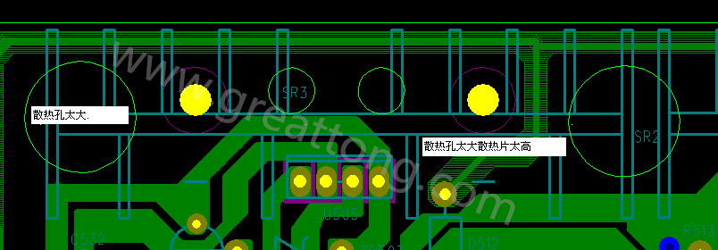 PCB設計中，散熱孔散熱片設計不當，造成很多電源板斷裂
