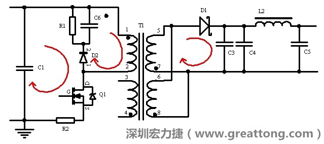 元件布局的時候，要優(yōu)先考慮高頻脈沖電流和大電流的環(huán)路面積，盡可能地減小,以抑制開關電源的輻射干擾