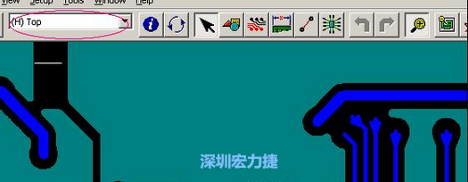 如果圖形像下圖一樣無法顯示鉆孔，只須圖（186）將紅色圈住的活動(dòng)層改為當(dāng)前顯示層即可。