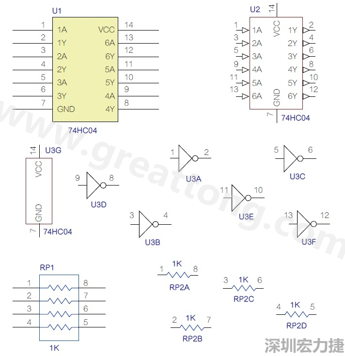 圖1 半導(dǎo)體元件供應(yīng)商所畫的電路圖符號是模擬元件的接腳圖，而非訊號流程。