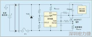 圖1：一個(gè)簡(jiǎn)單的-48V熱插拔電路。