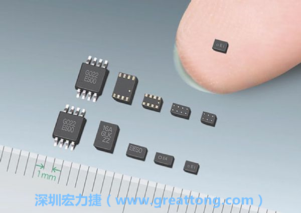 常規(guī)IC與WLP制作的封裝設計元件，尺寸有極大的差異，WLP僅需晶粒尺寸就有相同的電氣特性。