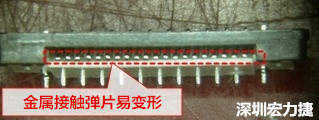 塑膠蓋子塞到connector內(nèi)側(cè)，加熱后金屬彈片容易局部變形。 
